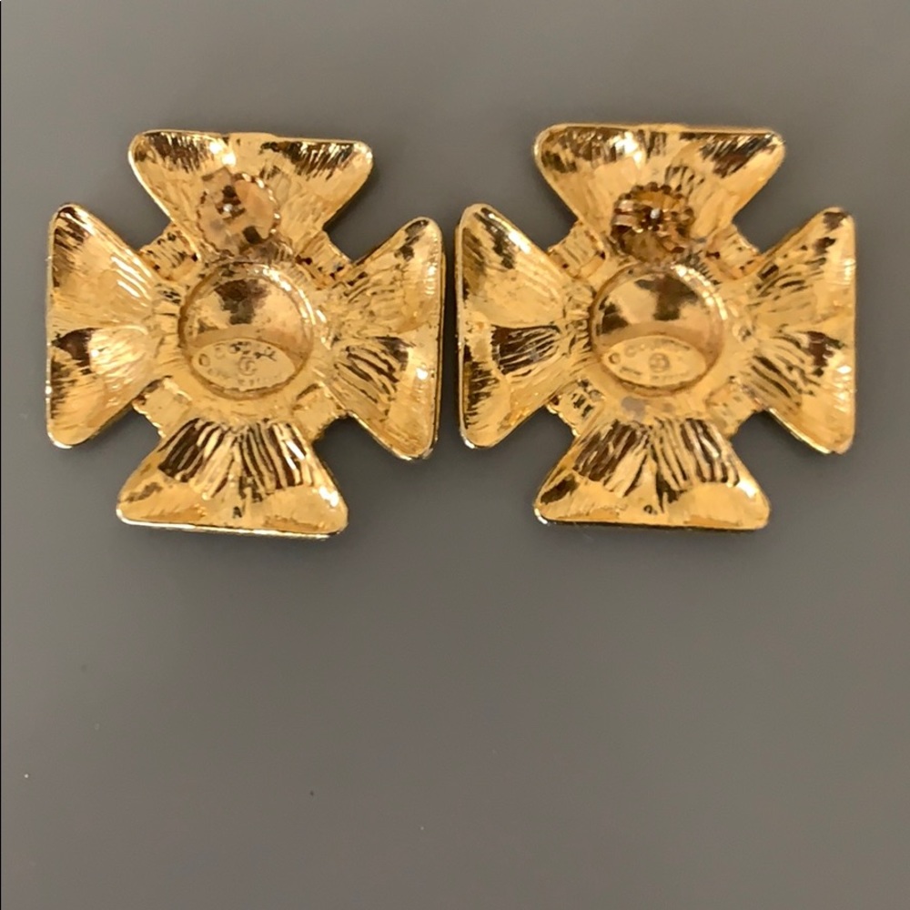 Vintage Chanel Gold & Crystal Post Earrings - Picture 5 of 7